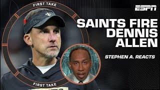 Stephen A. & Shannon Sharpe’s INSTANT reaction to the Saints firing HC Dennis Allen | First Take