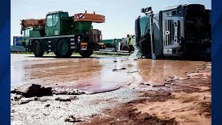 Tanker spills liquid chocolate on highway in Poland