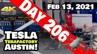 Tesla Gigafactory Austin 4K  Day 206 - 2/13/21 - Terafactory TX - GIGA TEXAS FILLING WITH GOODIES!