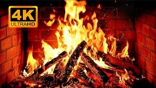  Cozy Fireplace 4K (12 HOURS). Fireplace with Crackling Fire Sounds. Fireplace Ambience