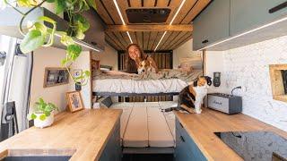 Van Conversion w/ ELEVATING BED & 2nd QUEEN-SIZED BED | She built the PERFECT CAMPERVAN 