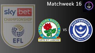 Blackburn Rovers F.C. vs Portsmouth F.C. | Championship | LIVE