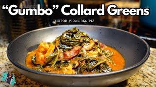 GUMBO COLLARD GREENS | HOW TO MAKE THE BEST GREENS | STEP BY STEP RECIPE TUTORIAL #tiktokrecipe