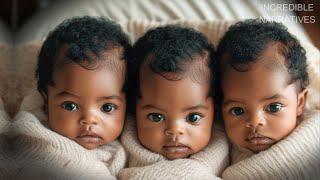 A WHITE woman GAVE BIRTH to BLACK triplets and WAS ABANDONED by her husband  Years later, a VISIT...