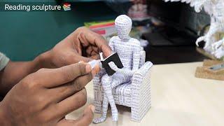 How to Make a Book Reading Sculpture | Newspaper Craft | DIY Paper Art