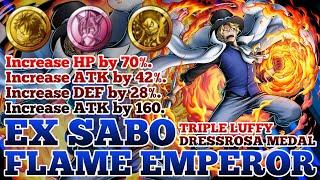 TRIPLE LUFFY DRESSROSA MEDAL FOR SABO FLAME EMPEROR GAMEPLAY | ONE PIECE BOUNTY RUSH | OPBR