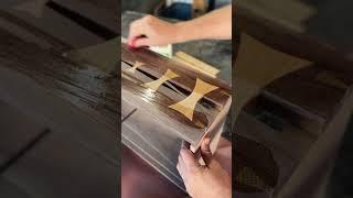 Tung oil on black walnut and maple whiskey cabinet. #woodworking #whiskey #satisfying