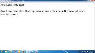 Java LocalTime Class
