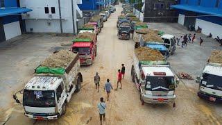 Massive Job!! Dump Truck 5Ton Fill Land, Skill Pushing Soil by Bulldozer D58E Komatsu, Mix VDO