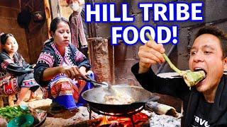 Hill Tribe Food!! WILD BANANA BLOSSOM with Lahu People - Mountain Village!