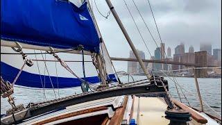 Long Island Sound through East River in the rain single handed