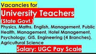 Jobs for University Teachers - State Government - UGC Pay Scale