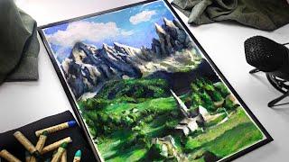 【ASMR Art】Landscape Drawing - No Talking