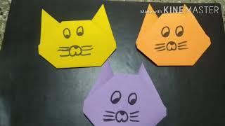 How to make a paper Cat || Easy Origami for children || Prajna nithya ||