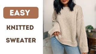 Easy knitted sweater tutorial - Free Knitted Sweater Pattern -  No sewing knit sweater