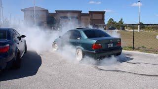 S52 swapped E36 BMW 328 with Schmiedmann headers | Burnouts, donuts, fly bys and exhaust sounds!