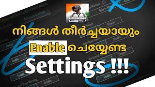 Best settings in BGMI | Must change settings | Malayalam | Beginners guide| Bgmi settings guide