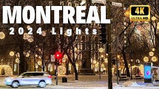 Montréal, Canada 4K Montréal Christmas Lights 2024  Magical Snowy Night Walk️