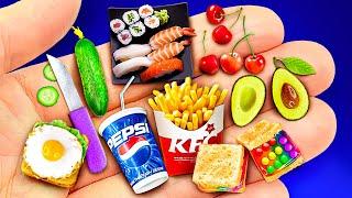 22 DIY Miniature Food for Dolls: Mini fries, sushi, pepsi, scrambled eggs and more