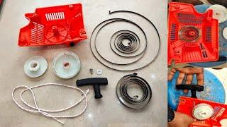 Recoil Starter Repairing ChainSaw | Starter Spring installation | How To Repair ChainSaw Starter