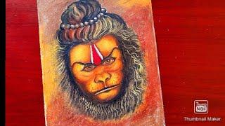 Hanuman drawing with oil pastel, Bajrang Bali drawing