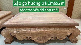 Sập Gỗ Hương Đá 1m6x2m, Sập Trơn Chặt Xoài Vén Chỉ