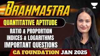 Ratio & Proportion, Indices, Logarithms | Imp Ques Part 1 | CA Foundation Jan 25 | Shivani Sharma