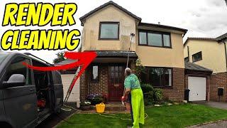 Soft Washing Dirty Render! Quick and Easy Cleaning