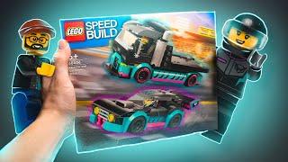 LEGO Race Car and Car Carrier Truck 60406 Speedbuild 4K | BrickFusion