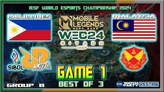 PHILIPPINES vs MALAYSIA Game 1 | SIBOL RRQ KAITO vs SRG | IESF World Esports Championship 2024 Group