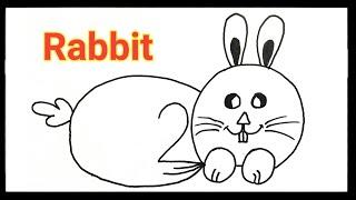 How to draw a rabbit from number 200| Easy rabbit drawing| Number Drawing|