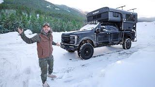 First Time Truck Camping Trapped in BLIZZARD!!  *ICE ROADS* (7,000 Miles)