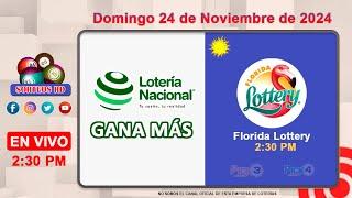 Lotería Nacional Gana Más y Florida Lottery en VIVO │Domingo 24 de noviembre 2024  – 2:30 PM