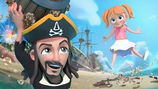 PiRATE iSLAND the CARTOON!!  it’s a Battle for Beach Treasure! with Pirate Dad vs Fairy Adley in 3D