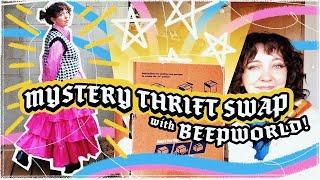 MYSTERY THRIFT SWAP w/ Beepworld! 🪐 thrift with me | spring pinterest inspired art girl vibes