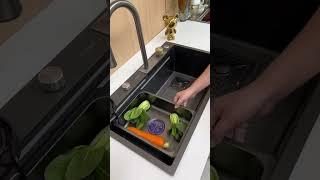 Lefton Kitchen Sink Set With Rainfall Faucet & Pull-Out Faucet & Drain Basket & Cutting Board KS2203