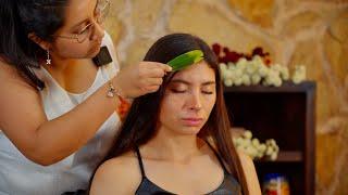 ASMR relaxation massage with soft whispering sounds & body painting with María Elisa