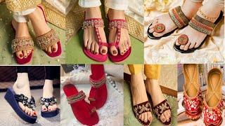 Beautiful toe block sandals|| jewelled slippers designs & jutti design's @Rizvishoes