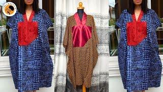 How To Make This Beautiful Trendy Bubu Kaftan with Built up V Shaped Neckline