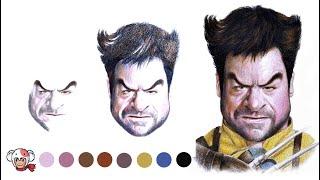 Wolverine caricature Demonstrate colored pencil/coloring