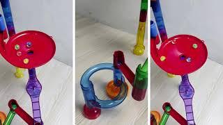 ASMR Video with jingle bells, beads, balls, wooden toys, marble run and other