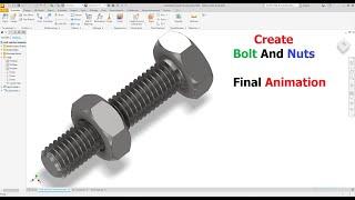 Autodesk inventor Bolt and Nut Animation Dynamic Simulation EXERCISE 108