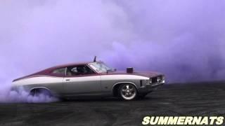 GARY MYERS V8 FORD COUPE ( GM 671 ) PURPLE SMOKE BURNOUT AT SUMMERNATS 25