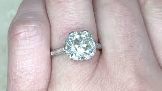 3.90ct Center Old Mine Cut Diamond Art Deco Era Engagement Ring - Boudry Ring - Hand Video