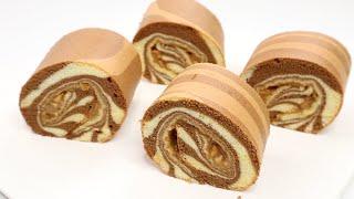 Easiest way to bake Swirling Zebra Pattern Swiss Roll with Honey Peanut Butter Filling 蜂蜜花生斑马条纹卷