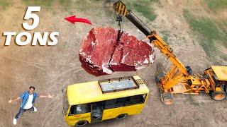 We Dropped a 5000 Kg Stone on a Bus | Will It Survive?