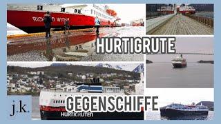 9 (11) Schiffe, Hurtigruten Gegenschiffe auf der Postschiffreise