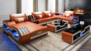 Omont Modern Leather Sectional with Console | Futuristic Furniture