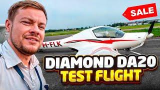 Diamond DA20 Katana test flight. Automobile fuel airplane with ROTAX engine for sale.