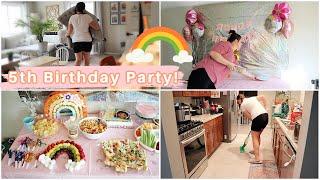 RAINBOW BIRTHDAY PARTY! Party Prep With Me! | Clean, Cook, Decorate & More!